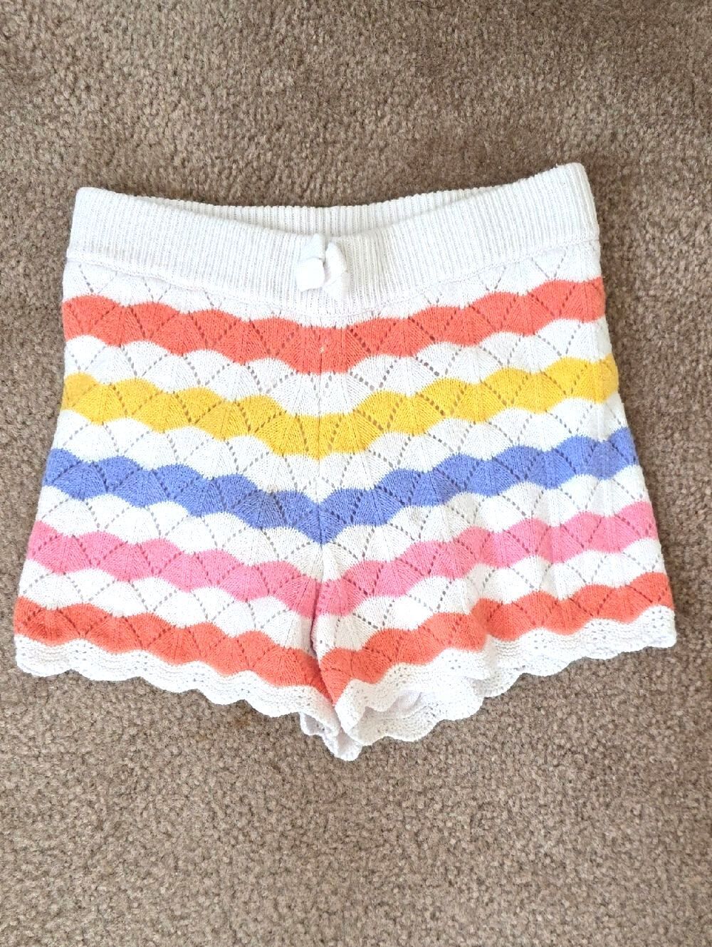 Janie and Jack Girls Colorful Wavy Crochet Shorts - Size 7
